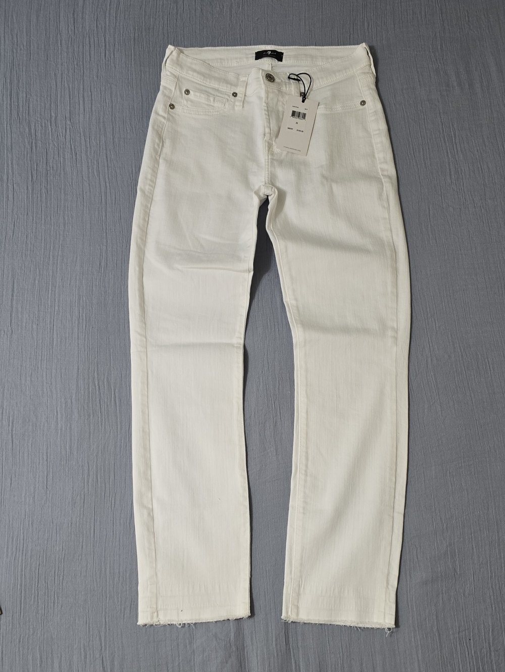 7 For All Mankind Women's Straight-Leg White Jeans